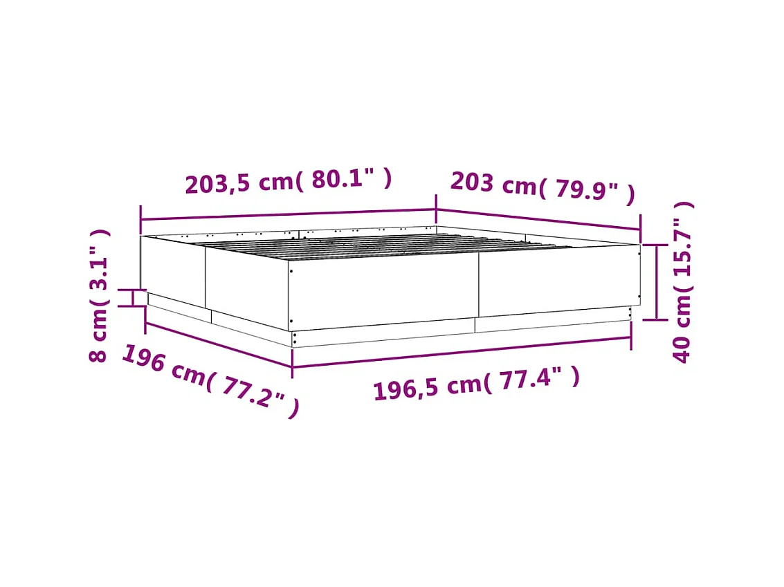 Cadre de lit sans matelas blanc 200x200 cm