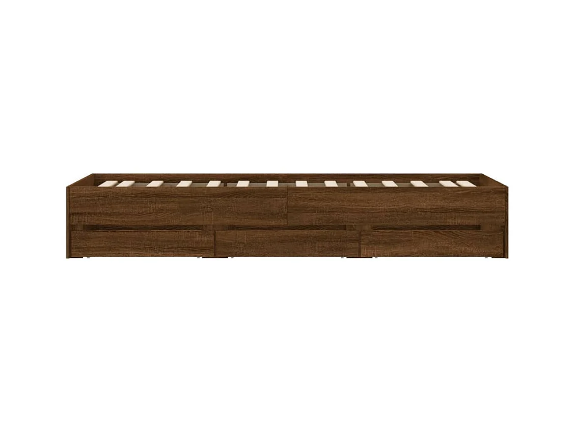 Cadre de lit avec tiroirs sans matelas chêne marron 90x200 cm