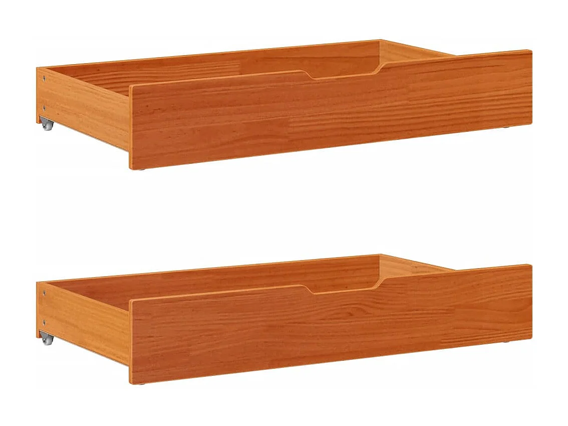 Cadre de lit avec tiroirs sans matelas cire marron 75x190 cm