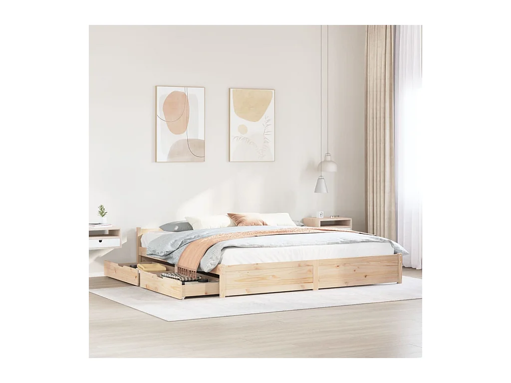 Cadre de lit sans matelas 180x200 cm bois massif de pin