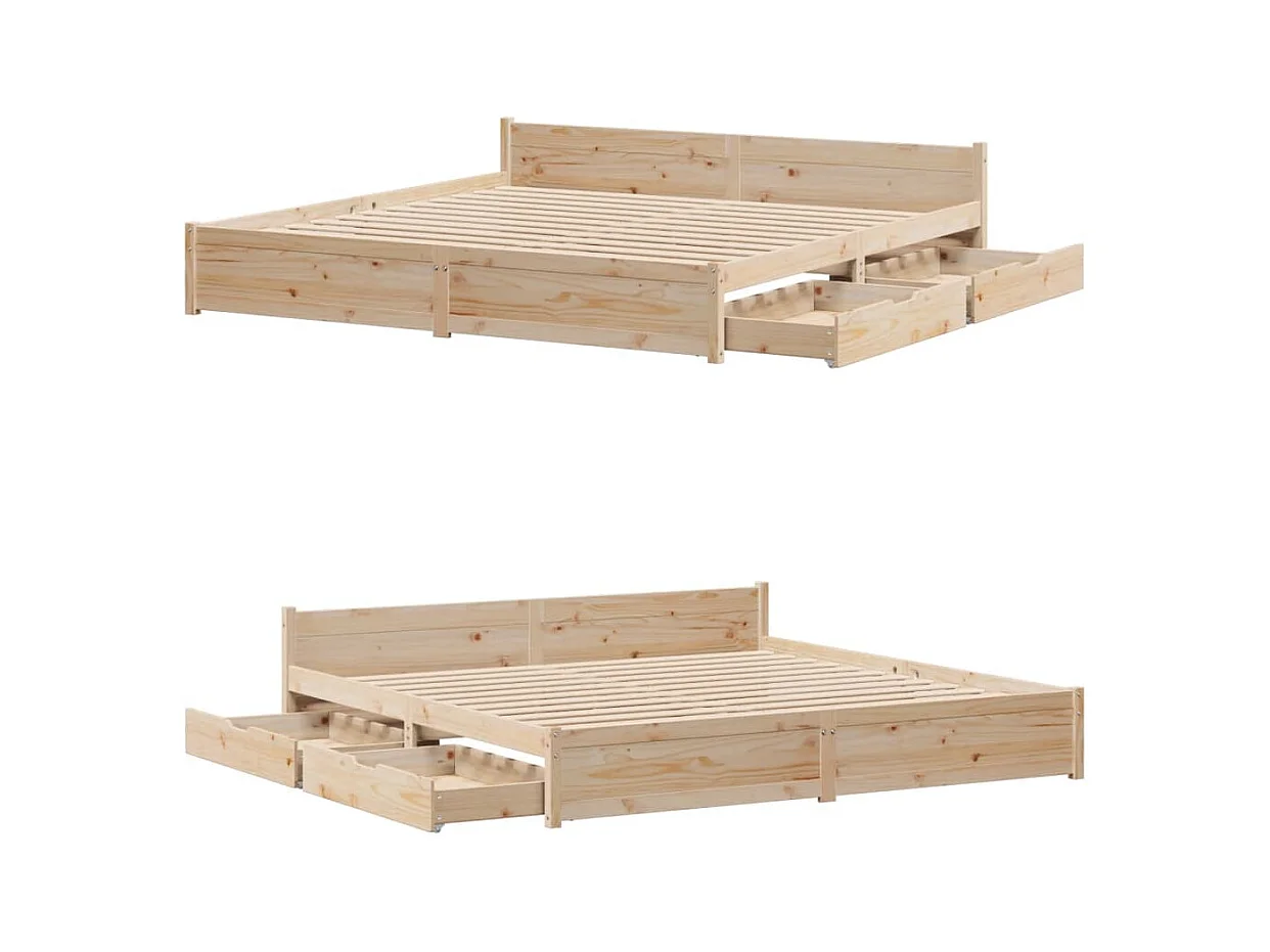 Cadre de lit sans matelas 180x200 cm bois massif de pin