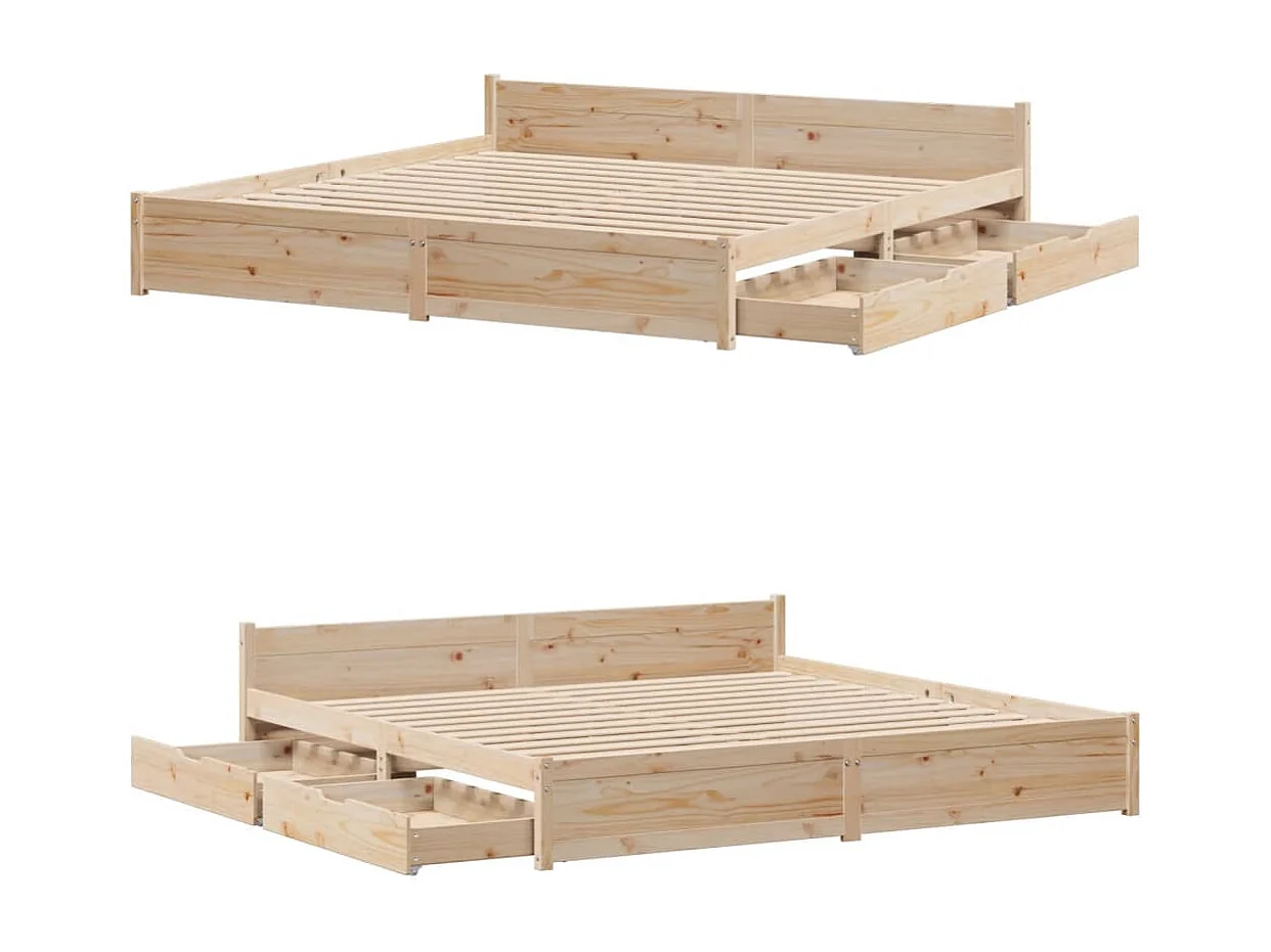 Cadre de lit sans matelas 180x200 cm bois massif de pin