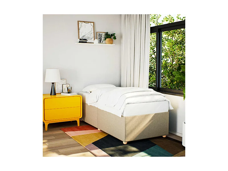 Bettgestell ohne Matratze Creme 100x200 cm Stoff