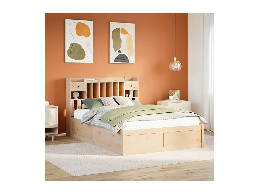 Estructura de cama sin colchón madera maciza de pino 160x200 cm