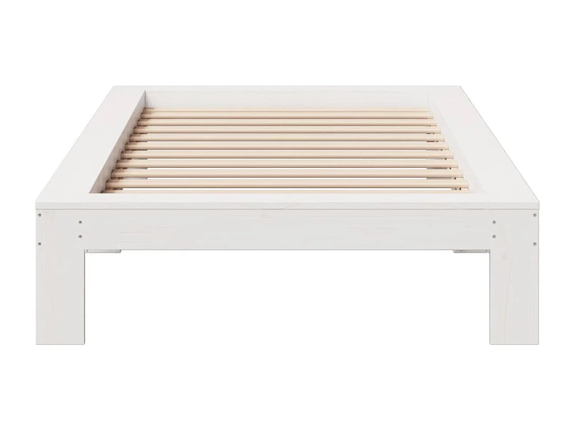 Letto senza Materasso Bianco 90x200 cm Legno Massello di Pino