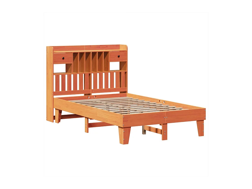 Cama sem colchão 135x190 cm madeira pinho maciça castanho-mel