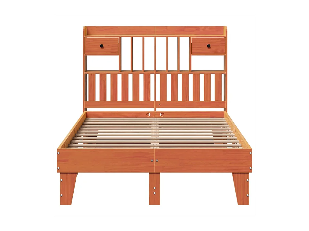 Cama sem colchão 135x190 cm madeira pinho maciça castanho-mel