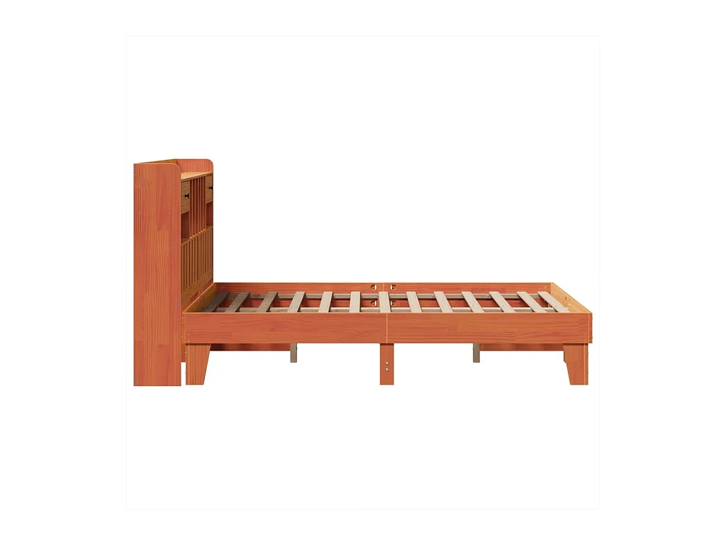 Cama sem colchão 135x190 cm madeira pinho maciça castanho-mel