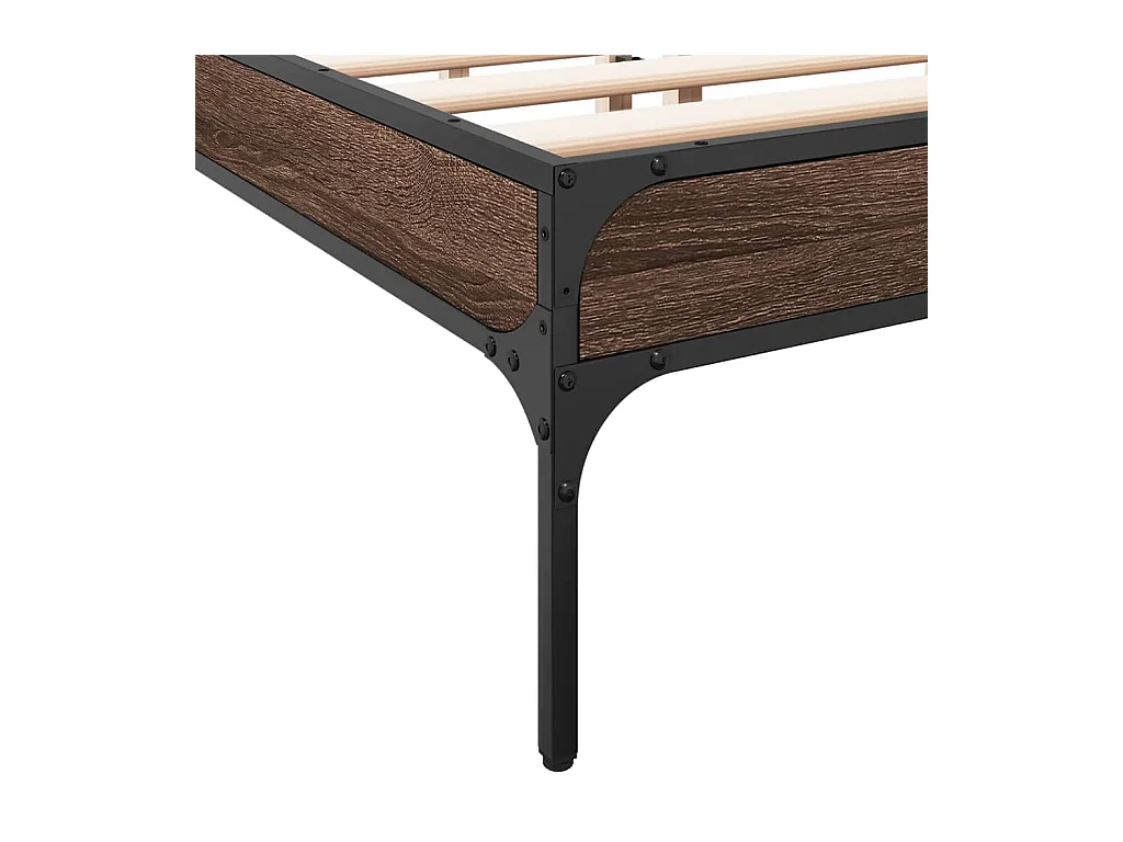 Bettgestell Braun Eichen-Optik 150x200 cm Holzwerkstoff Metall