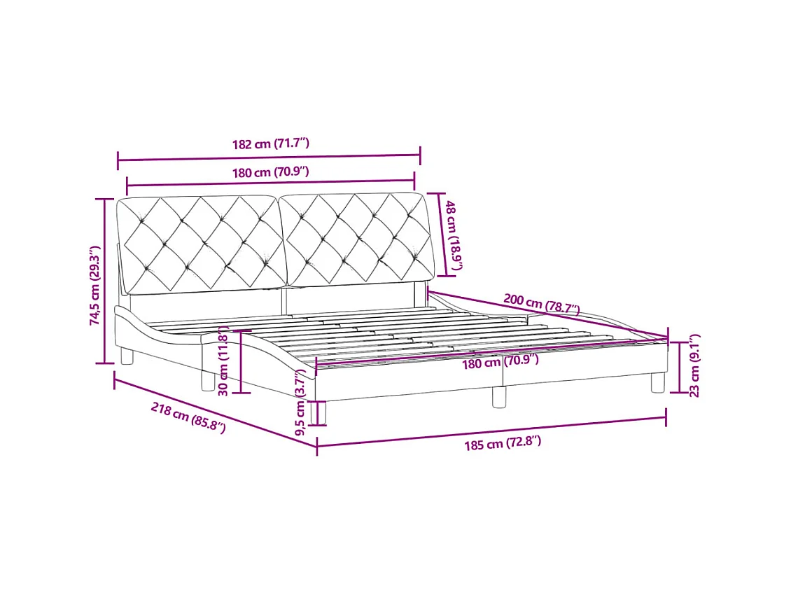 Bettgestell Braun Eichen-Optik 150x200 cm Holzwerkstoff Metall