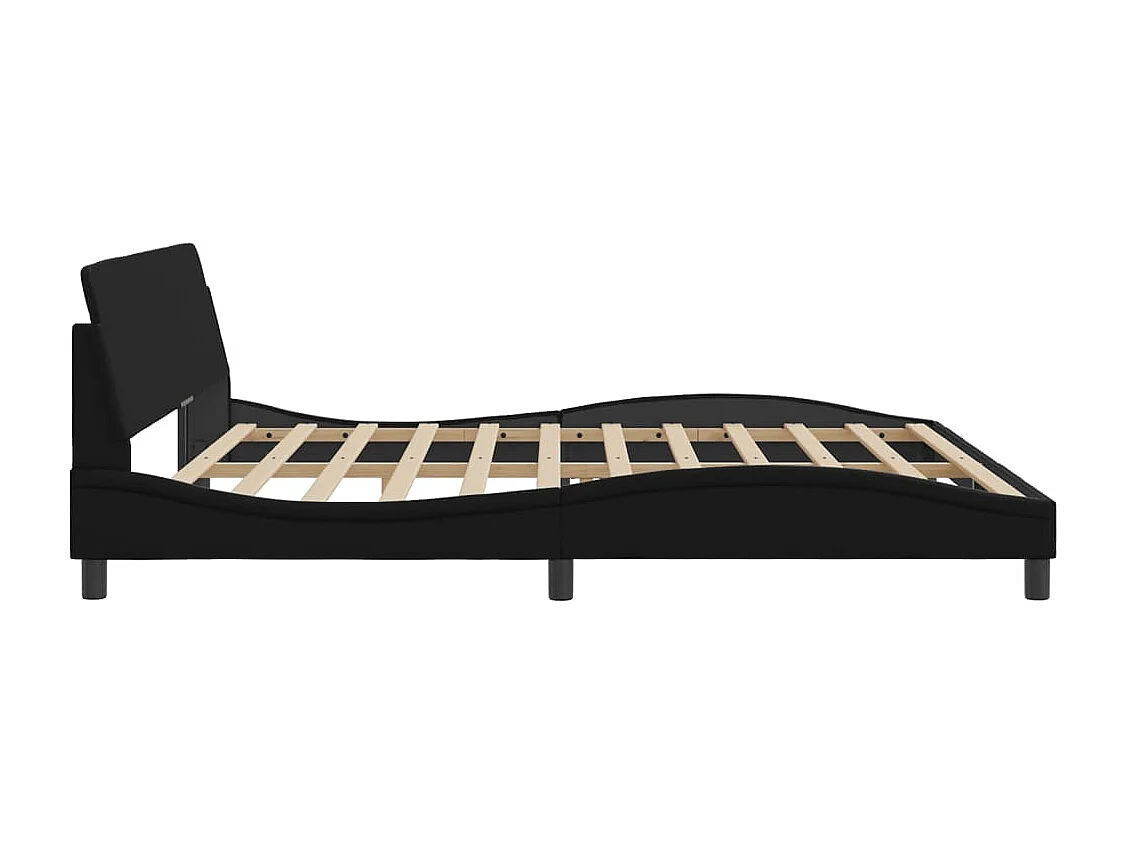 Giroletto con Testiera Nero 200x200 cm in Similpelle