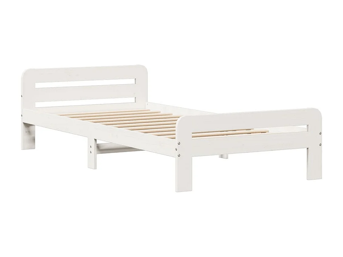 Letto senza Materasso Bianco 75x190 in Legno Massello di Pino