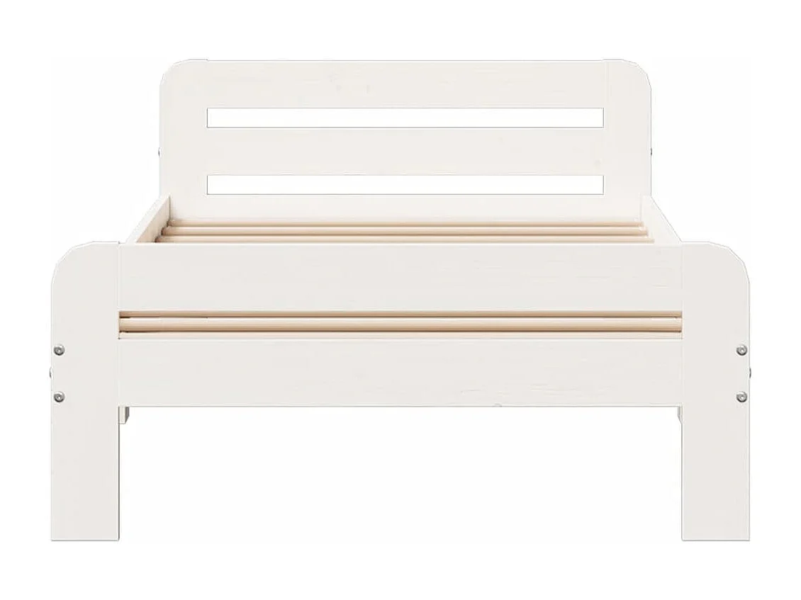 Letto senza Materasso Bianco 75x190 in Legno Massello di Pino