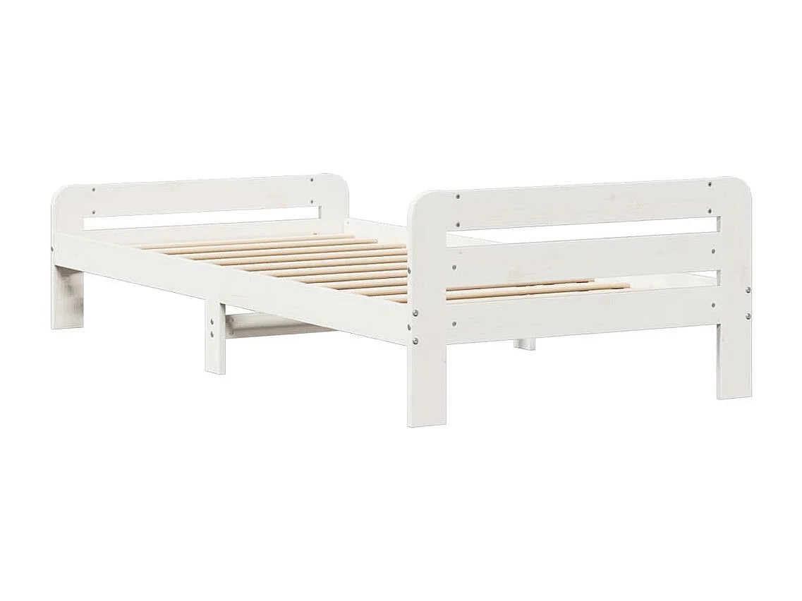 Letto senza Materasso Bianco 75x190 in Legno Massello di Pino