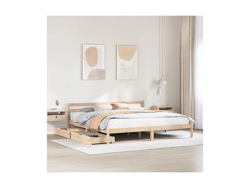 Bedframe zonder matras massief grenenhout 200x200 cm