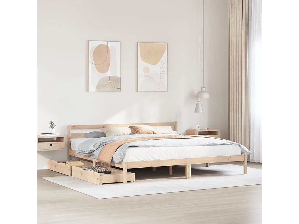 Cadre de lit sans matelas 200x200 cm bois massif de pin