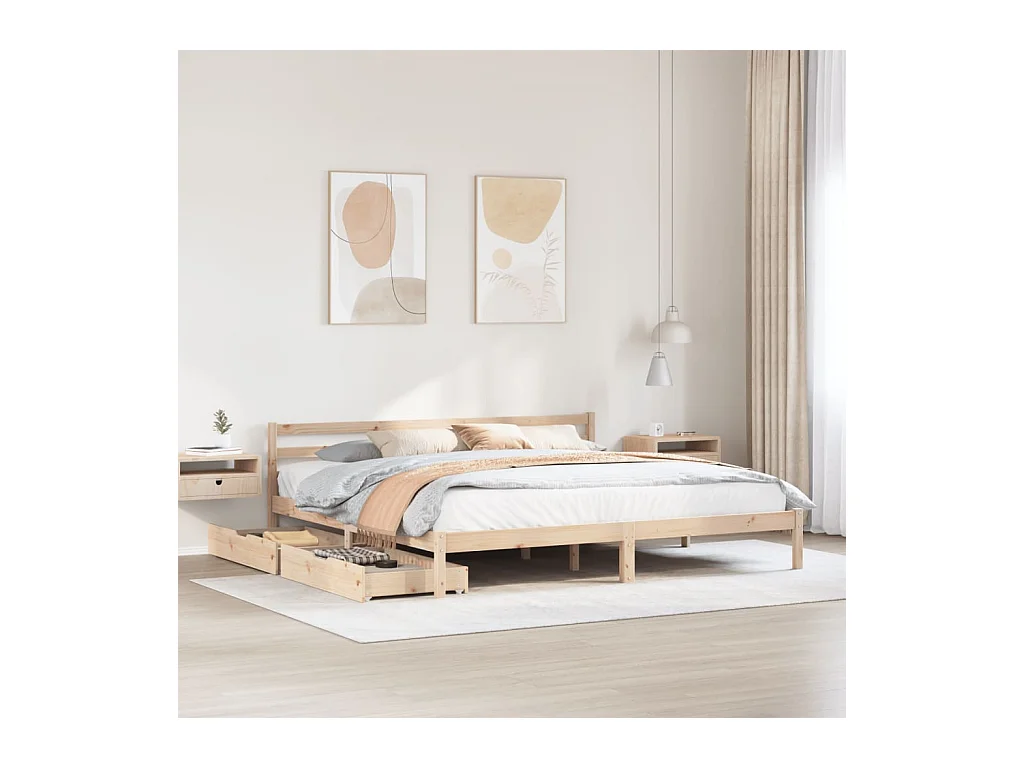 Cadre de lit sans matelas 200x200 cm bois massif de pin