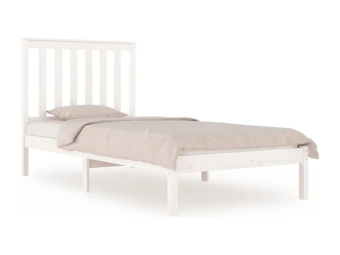Cadre de lit sans matelas blanc bois massif 100x200 cm
