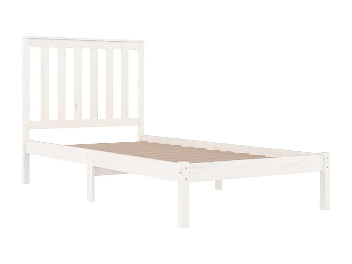 Cadre de lit sans matelas blanc bois massif 100x200 cm