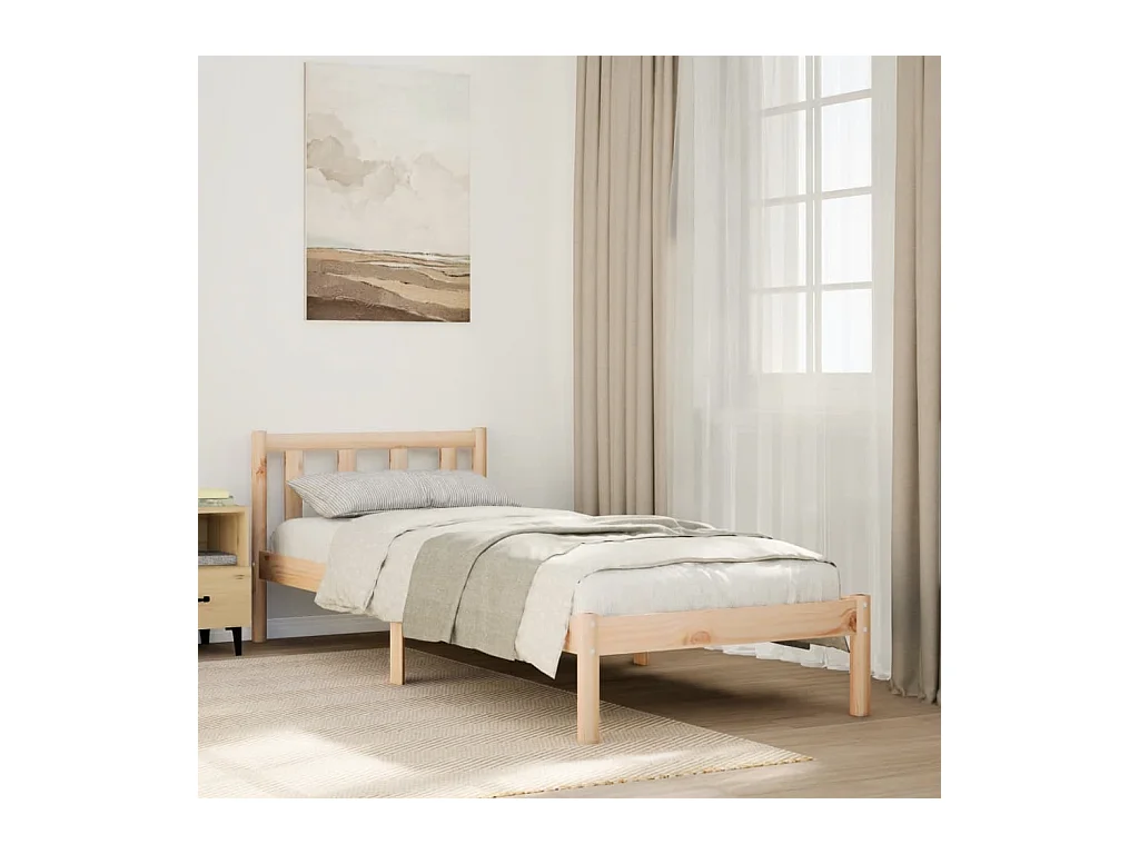 Cadre de lit extra long sans matelas 100x220 cm bois massif pin