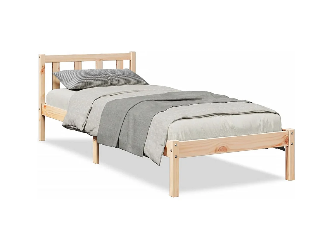 Cadre de lit extra long sans matelas 100x220 cm bois massif pin