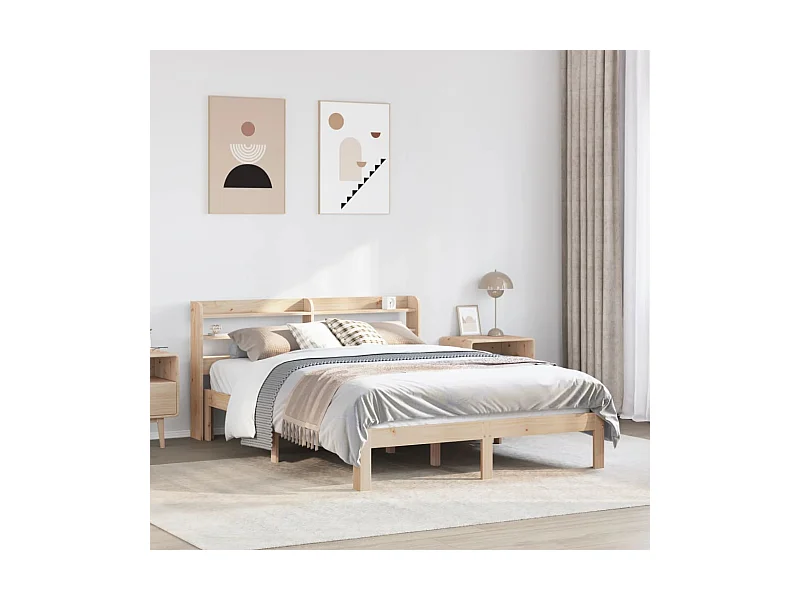 Estrutura de cama com cabeceira 120x200 cm pinho maciço