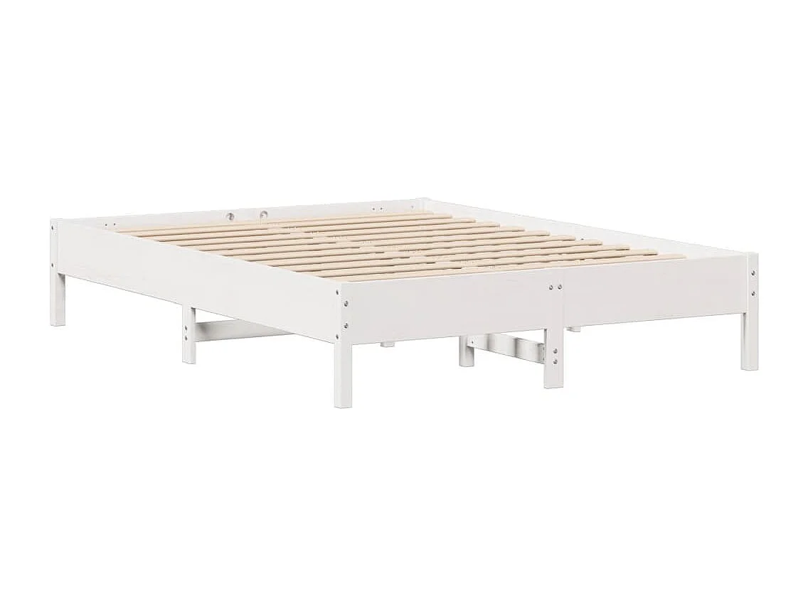 Cadre de lit sans matelas blanc 150x200 cm bois de pin massif