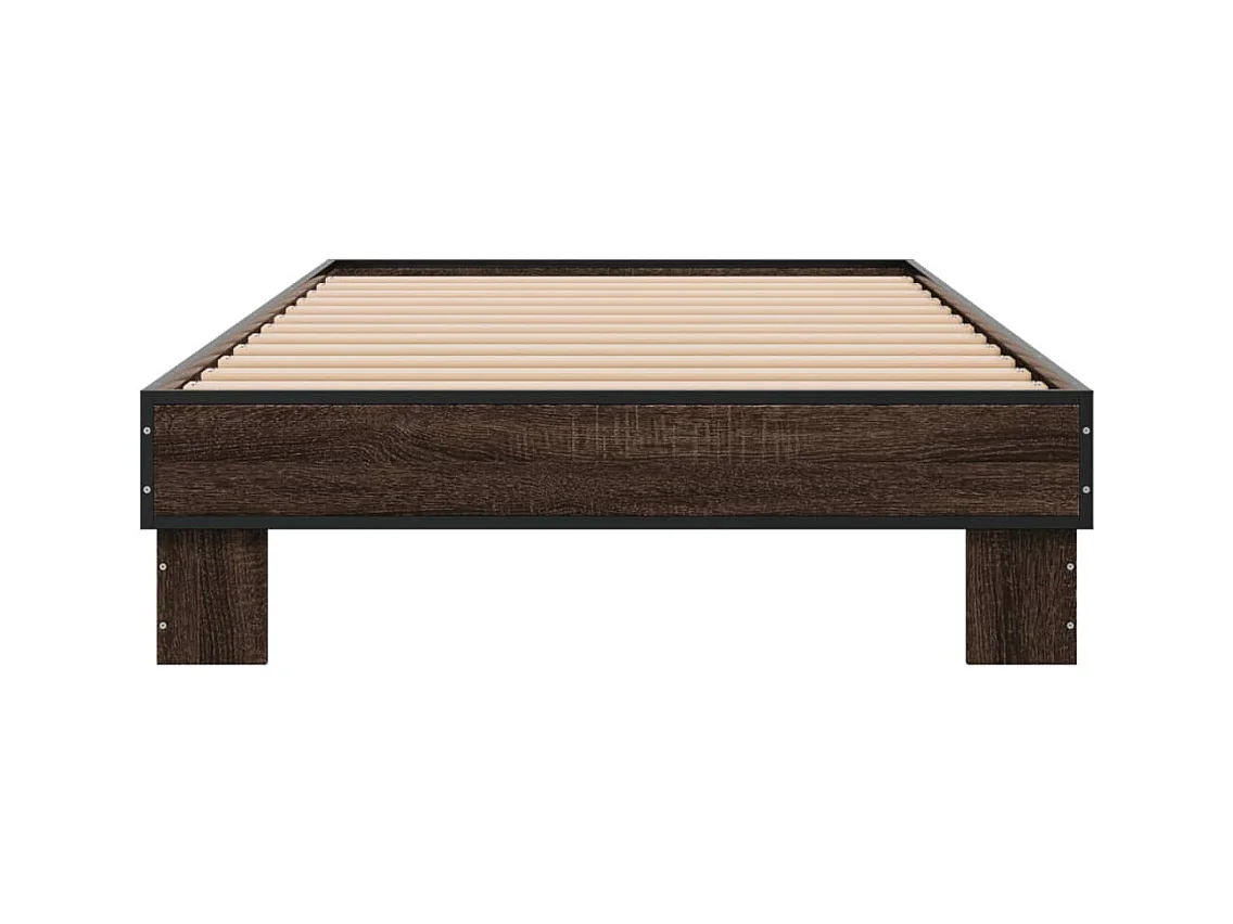 Estructura cama madera ingeniería metal roble marrón 75x190 cm