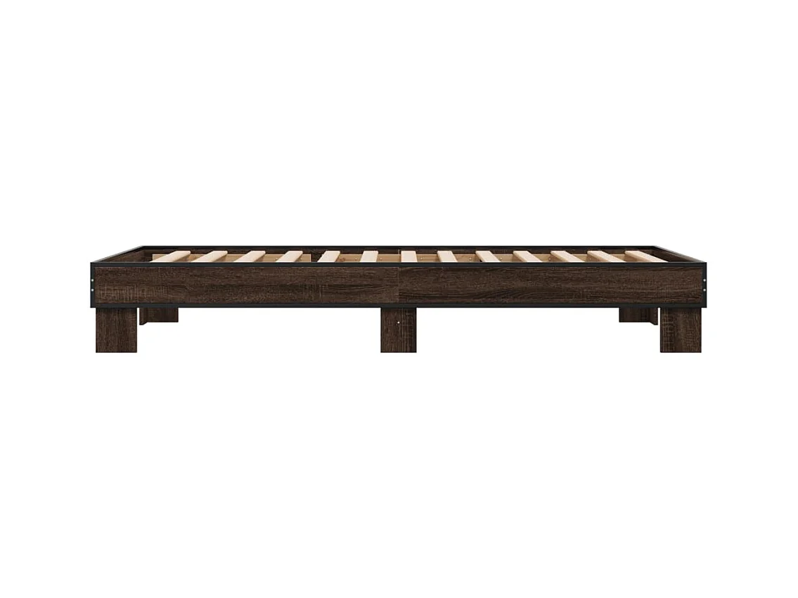 Estructura cama madera ingeniería metal roble marrón 75x190 cm