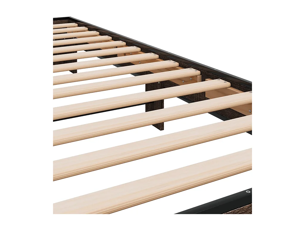 Estructura cama madera ingeniería metal roble marrón 75x190 cm