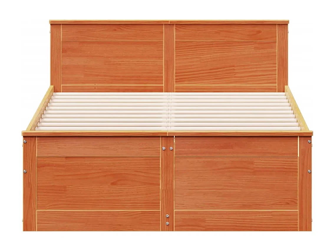 Massivholzbett ohne Matratze mit Kopfteil Wachsbraun 120x190 cm