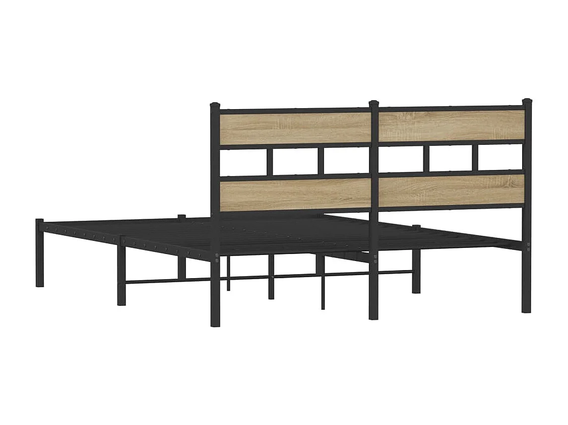 Cadre de lit en métal sans matelas chêne sonoma 140x200 cm