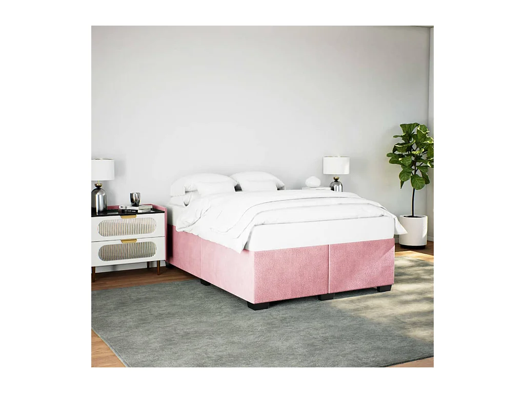 Cadre de lit sans matelas rose 140x200 cm velours