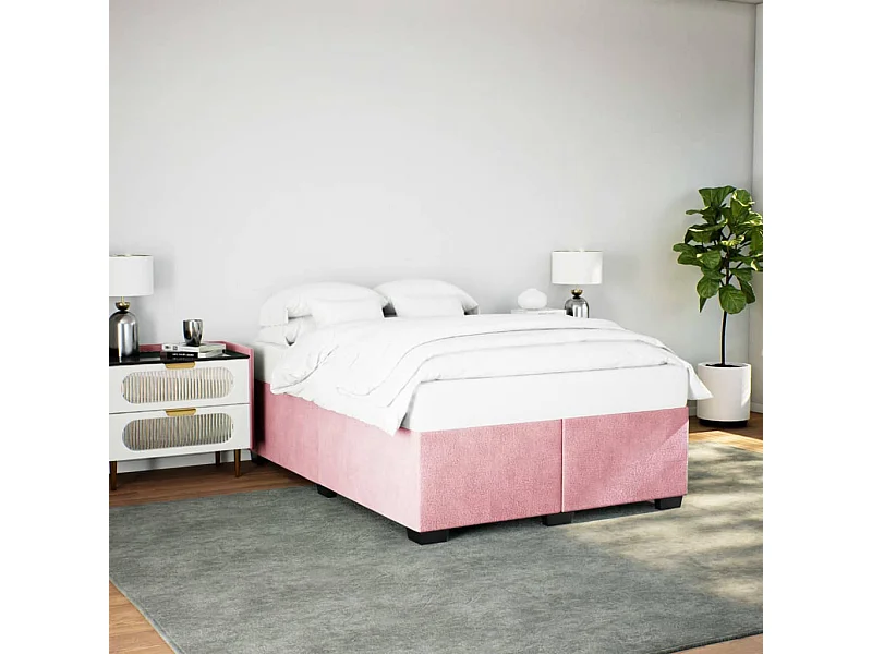 Cadre de lit sans matelas rose 140x200 cm velours