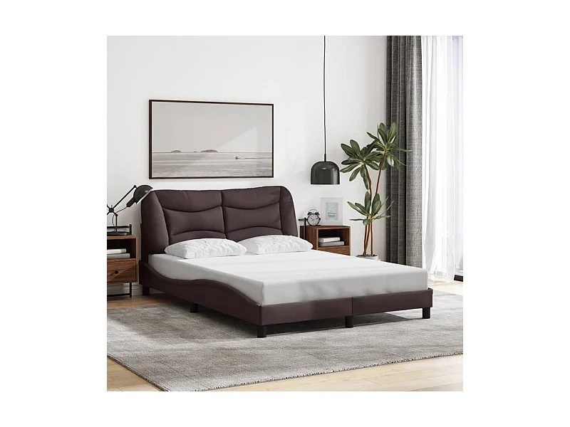 Cadre de lit sans matelas marron foncé 120x200 cm tissu