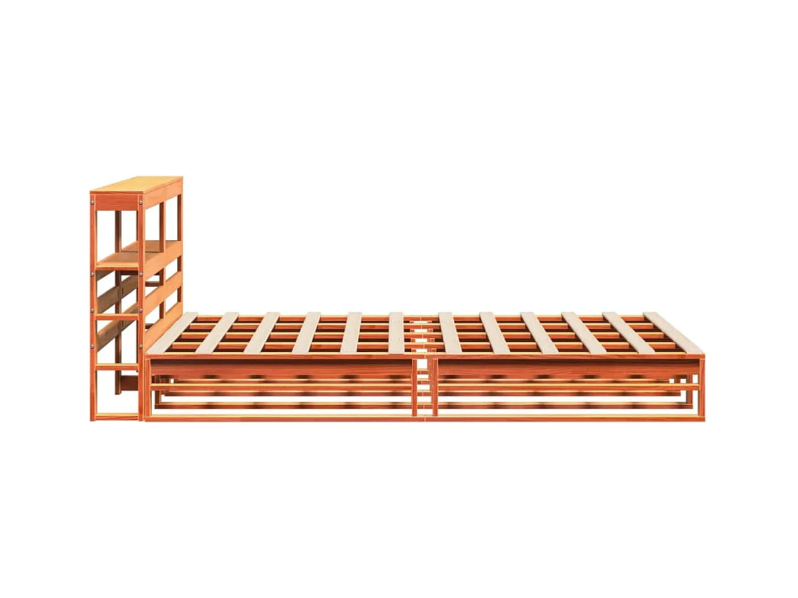 Cama sem colchão 150x200 cm madeira pinho maciça castanho-mel