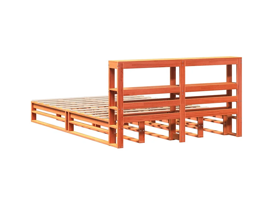 Cama sem colchão 150x200 cm madeira pinho maciça castanho-mel