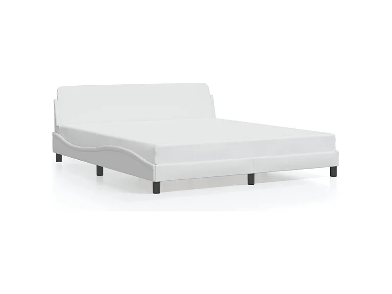 Bettgestell mit Kopfteil Weiß 180x200 cm Kunstleder