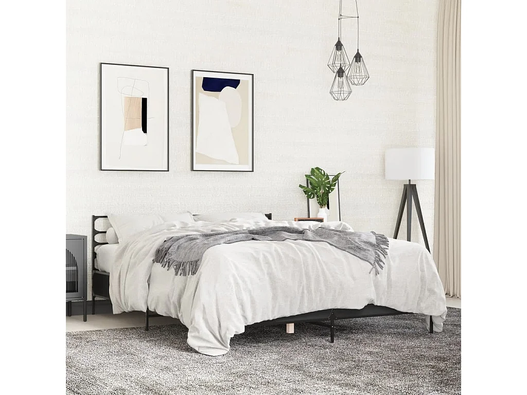 Cadre de lit sans matelas noir 160x200 cm