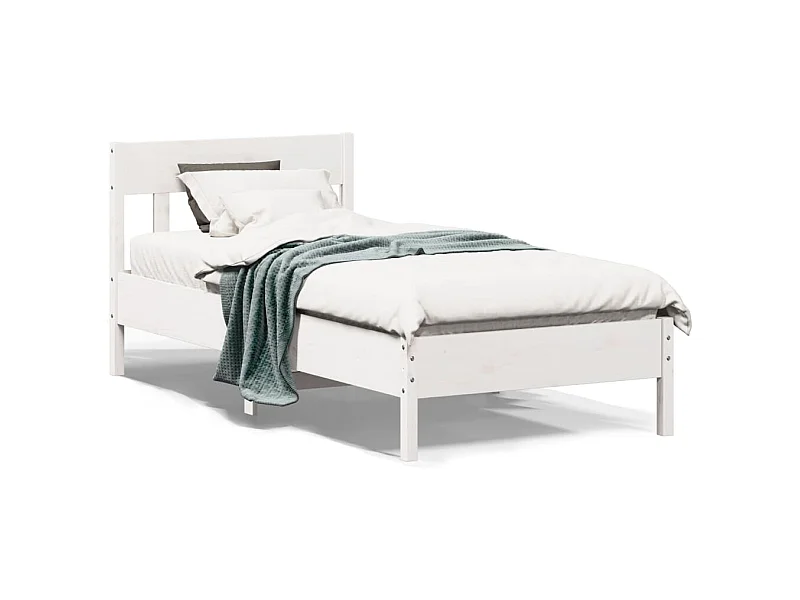 Estructura de cama sin colchón madera maciza blanca 75x190 cm