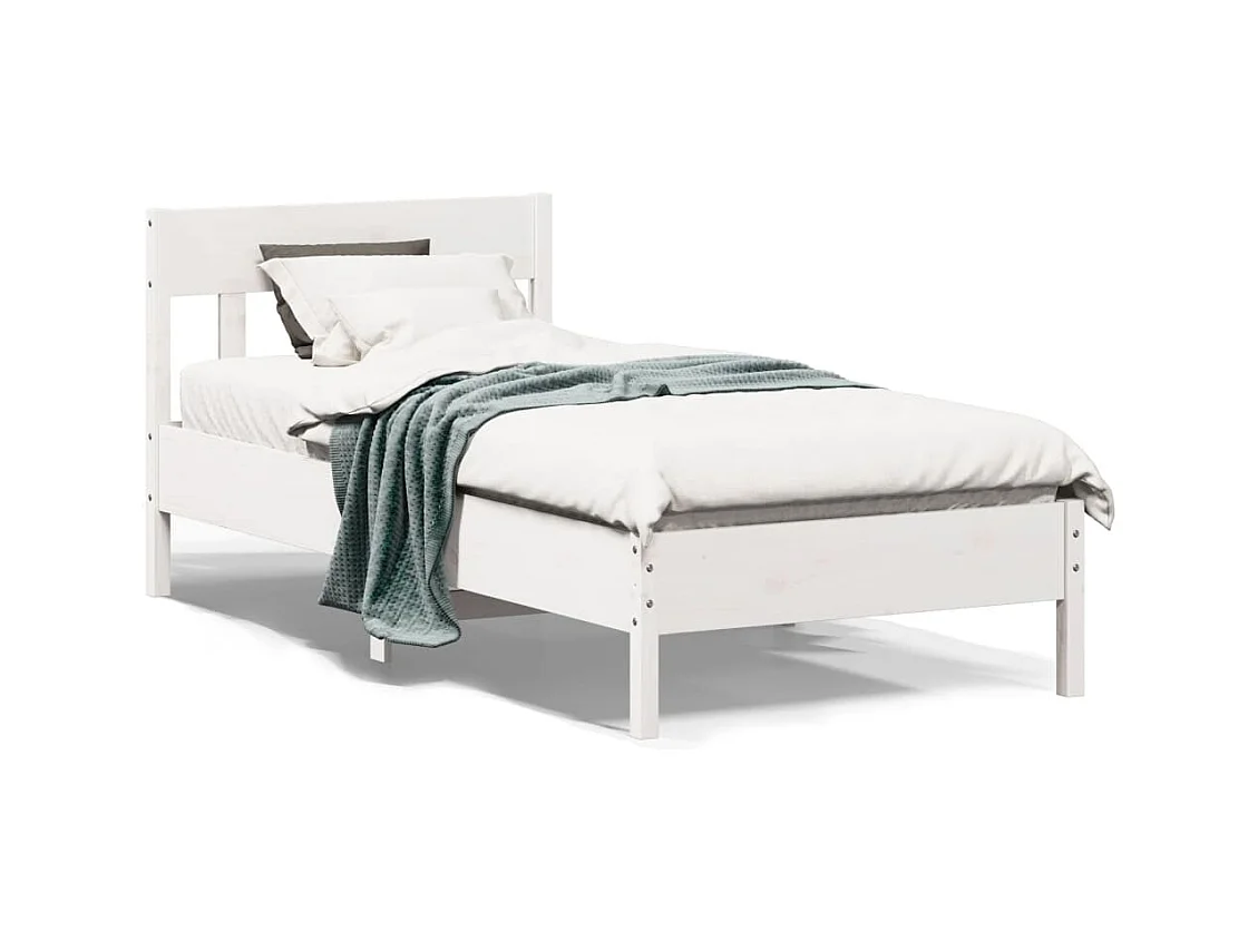 Cadre de lit sans matelas blanc 75x190 cm bois de pin massif
