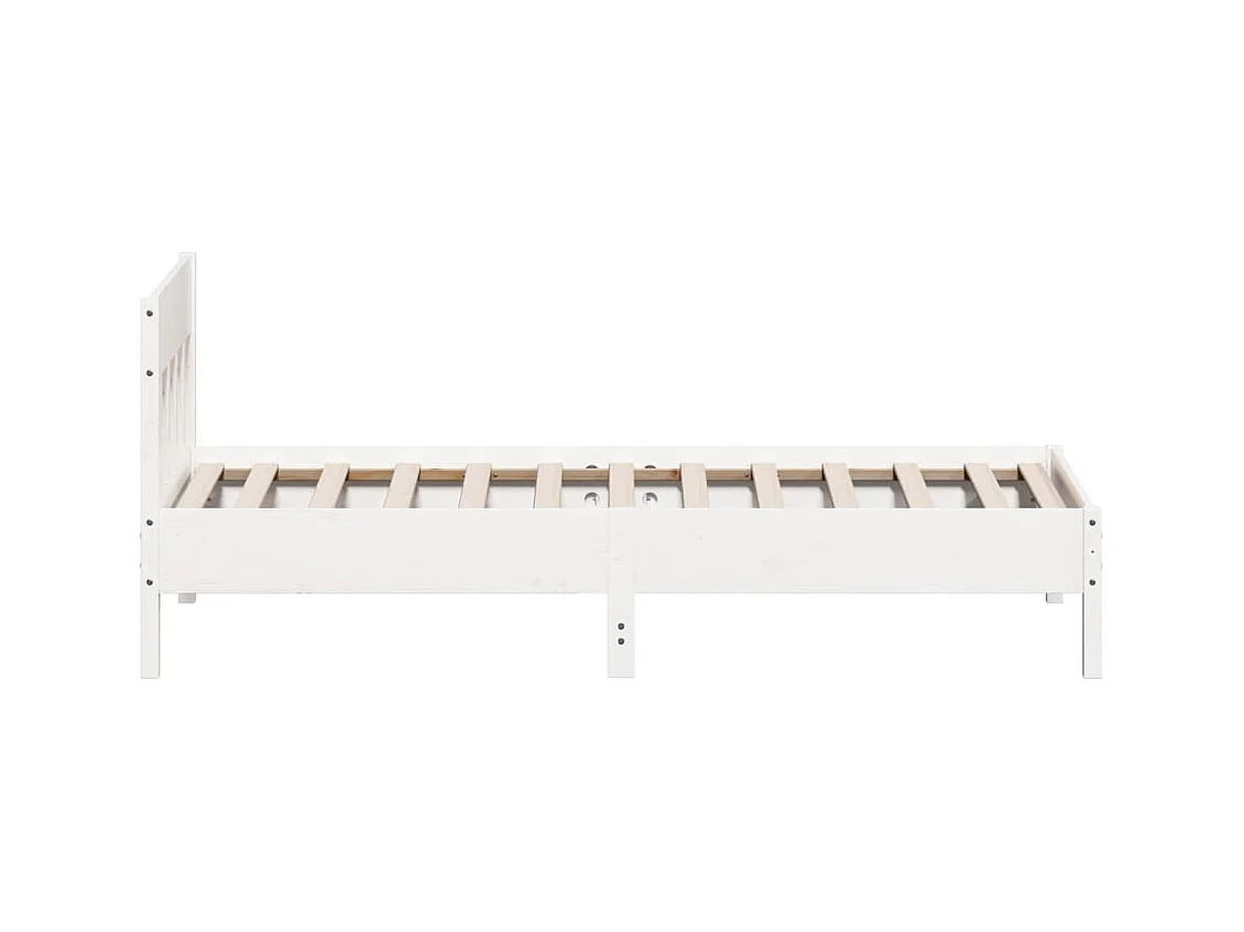 Cadre de lit sans matelas blanc 75x190 cm bois de pin massif