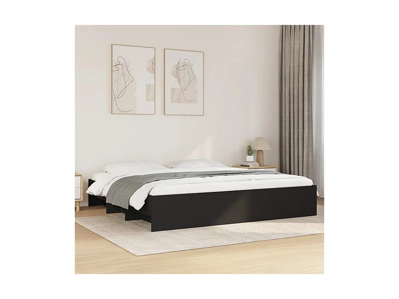 Estrutura de cama 180x200 cm derivados de madeira preto