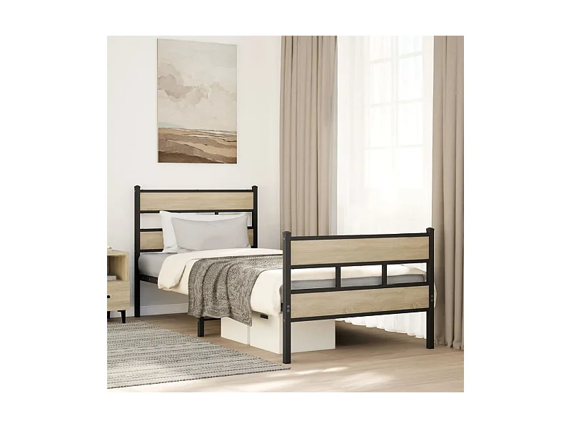 Cadre de lit en métal sans matelas chêne sonoma 80x200 cm