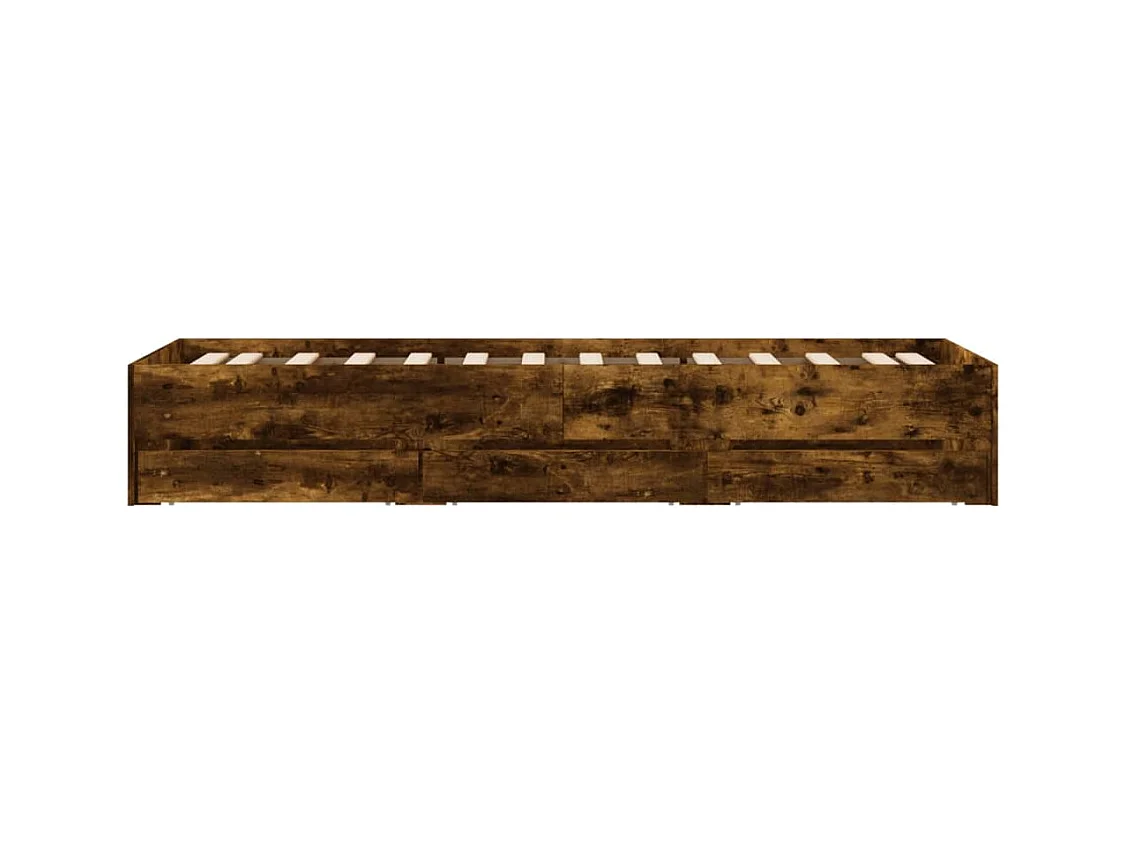 Cama con cajones madera de ingeniería roble ahumado 100x200 cm