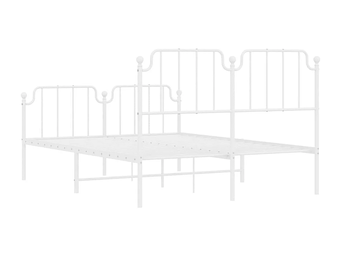 Cadre de lit métal sans matelas et pied de lit blanc 150x200 cm