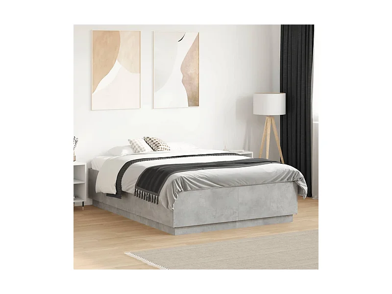 Cadre de lit sans matelas gris béton 120x190 cm
