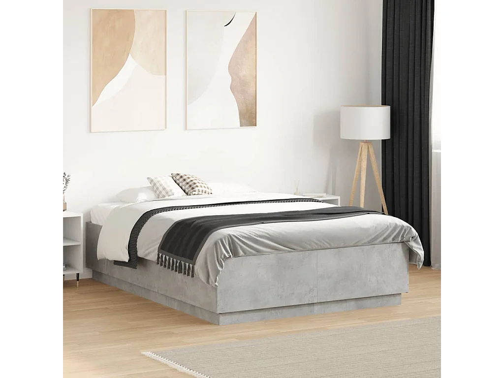 Cadre de lit sans matelas gris béton 120x190 cm