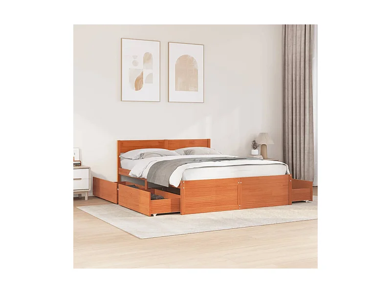 Giroletto senza Materasso Marrone Cera 140x200cm Massello Pino