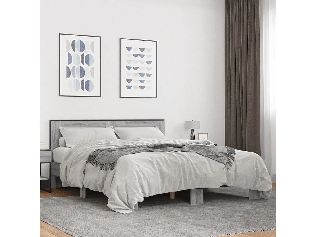 Giroletto Grigio Sonoma 150x200 cm in Legno Multistrato Metallo